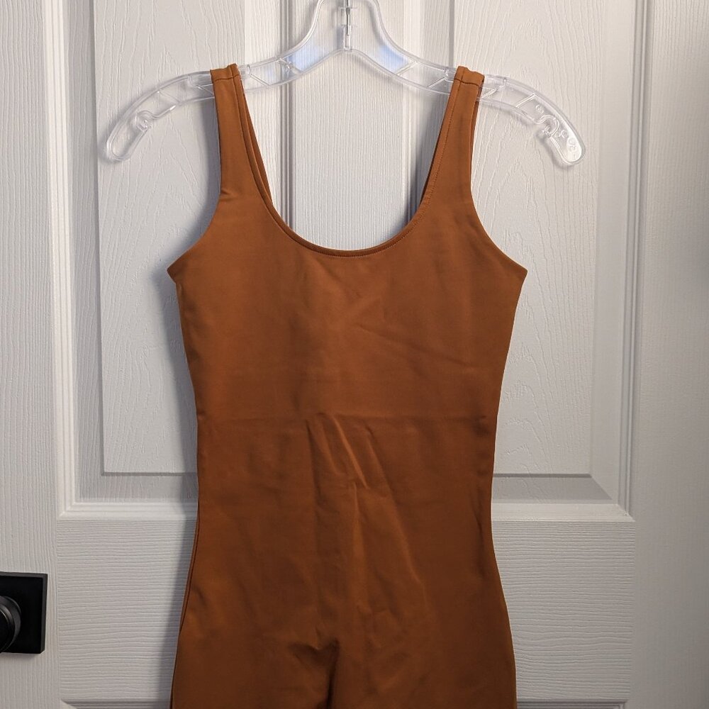 LIKE NEW Girlfriend Collective Caramel Brown Compressive Unitard Onesie (XS)